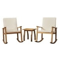 thumbnail image 1 of GDF Studio Aeney Outdoor Acacia Wood 3 Piece Rocking Chair Chat Set with Cushions, Teak and Cream, 1 of 13