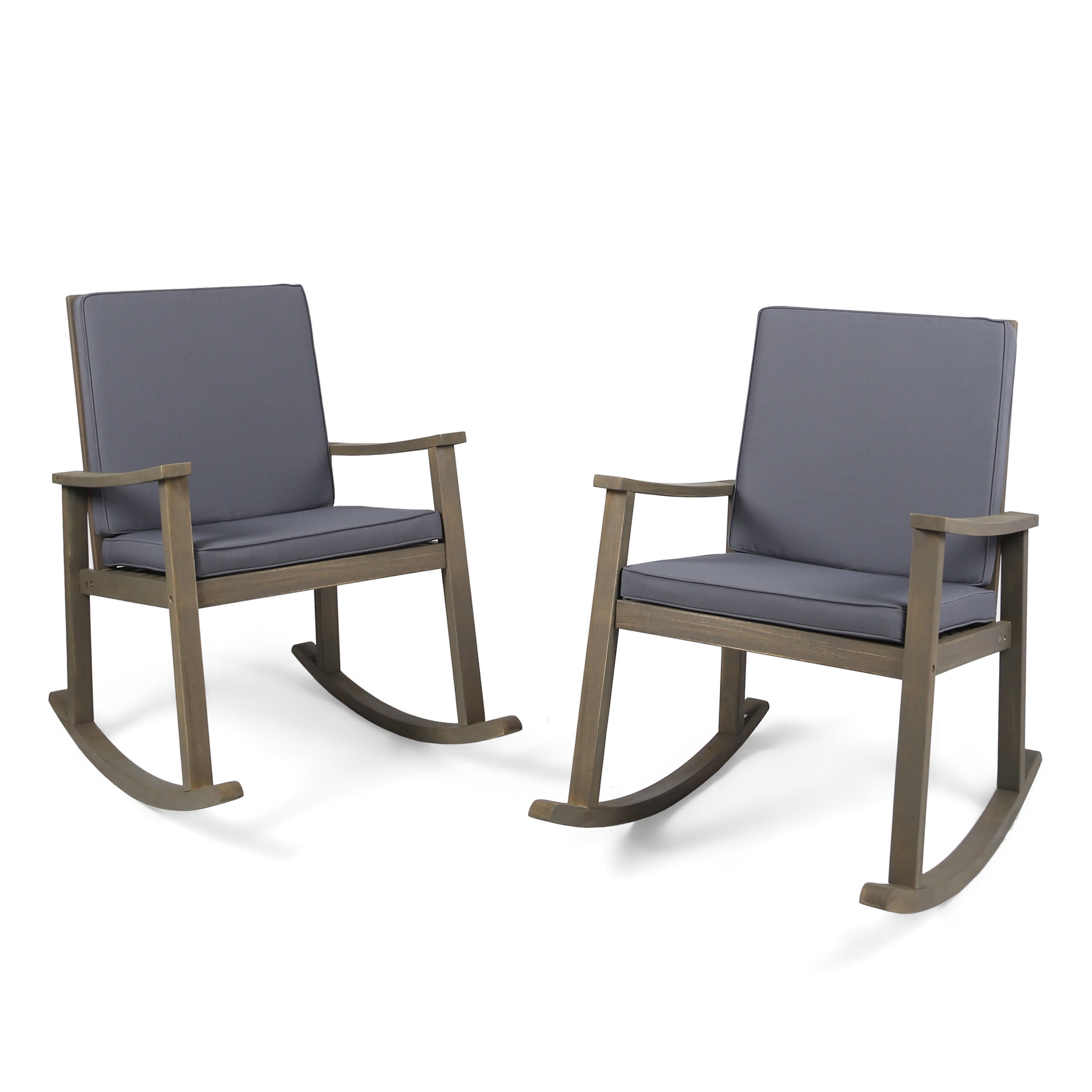 GDF Studio Aeney Outdoor Acacia Wood Rocking Chairs, Set of 2, Gray ...