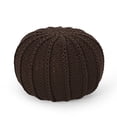 thumbnail image 1 of GDF Studio Agatha Modern Knitted Cotton Round Pouf, Brown, 1 of 7