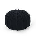 thumbnail image 1 of GDF Studio Agatha Modern Knitted Cotton Round Pouf, Dark Blue, 1 of 7
