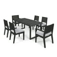 thumbnail image 1 of GDF Studio Agnew Outdoor Acacia Wood 7 Piece Dining Set with Cushion, Sandblasted Dark Gray and Light Gray, 1 of 9
