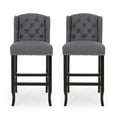 thumbnail image 1 of GDF Studio Ahart Contemporary Fabric Tufted Wingback 31 Inch Barstools, Set of 2, Charcoal and Dark Brown, 1 of 9