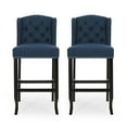 thumbnail image 1 of GDF Studio Ahart Contemporary Fabric Tufted Wingback 31 Inch Barstools, Set of 2, Navy Blue and Dark Brown, 1 of 9