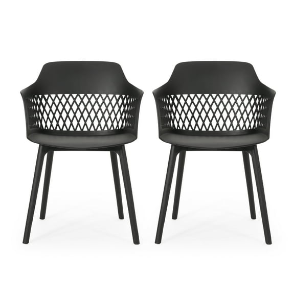 GDF Studio Airyanna Outdoor Modern Dining Chair, Set of 2, Black
