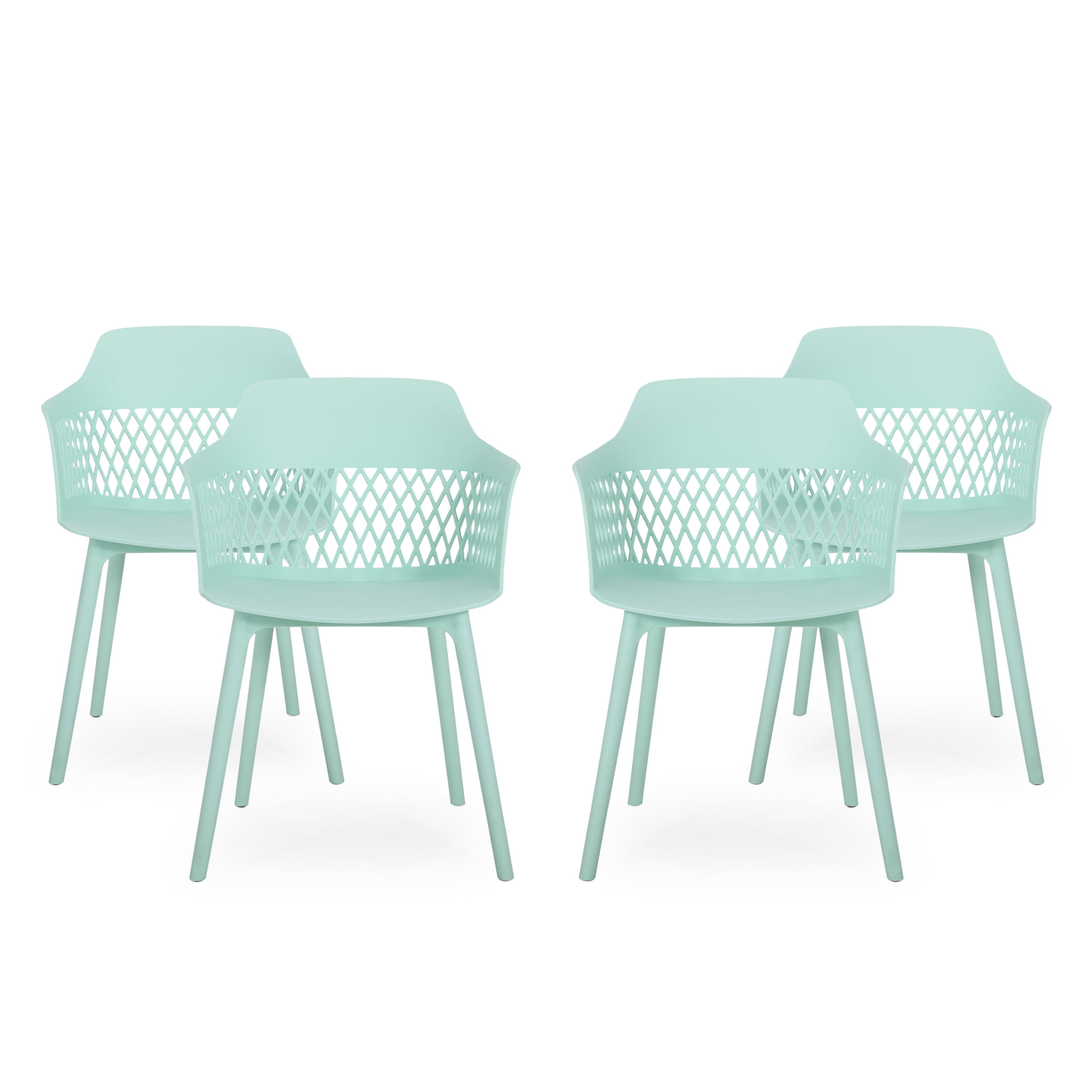 Mint Polypropylene Resin Modern Outdoor Dining Chair Set