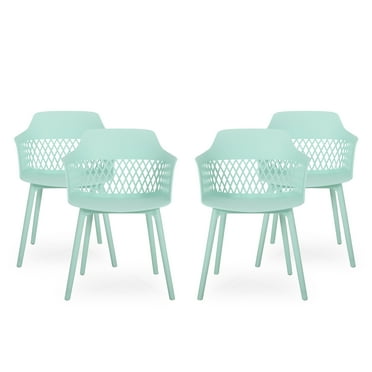 GDF Studio Airyanna Outdoor Modern Dining Chair, Set of 4, Mint