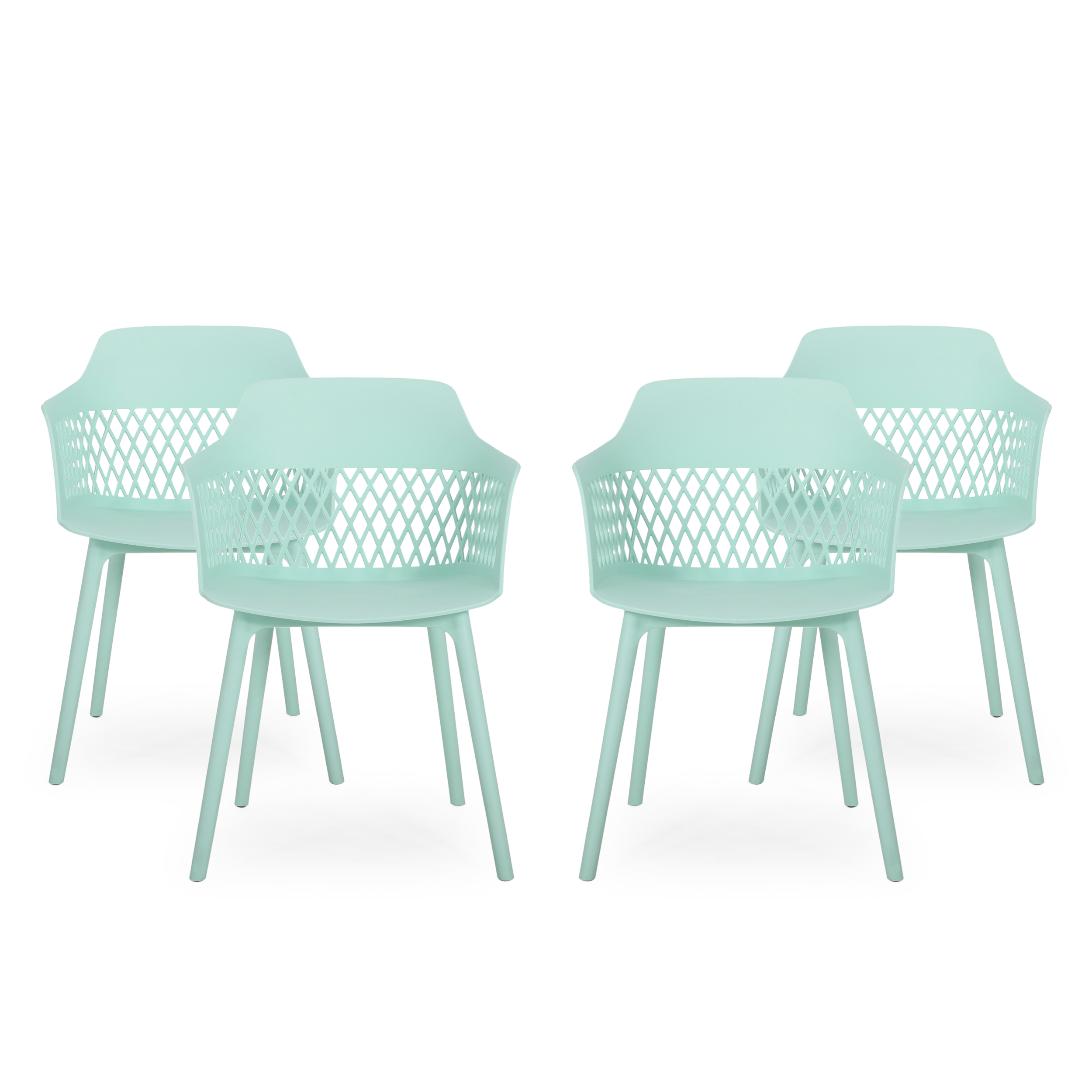 GDF Studio Airyanna Outdoor Modern Dining Chair, Set of 4, Mint - image 1 of 7