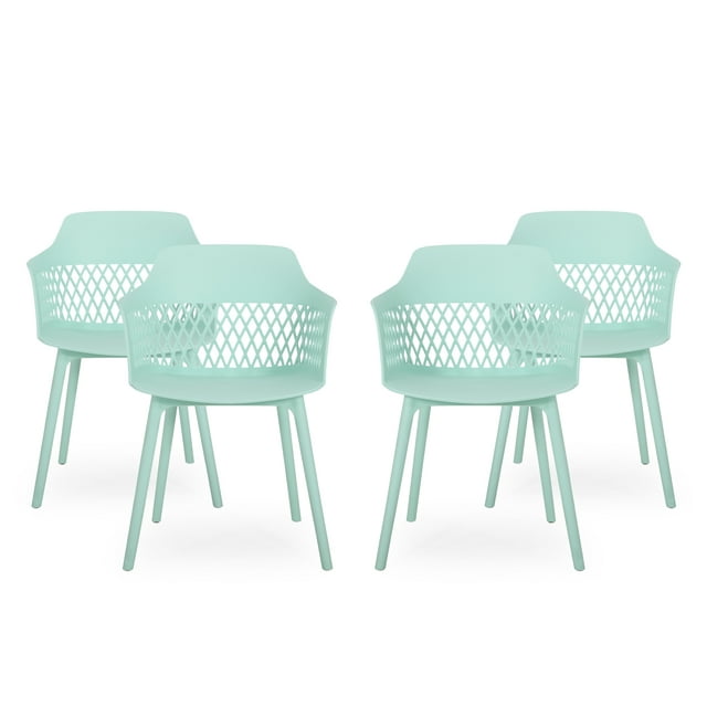 GDF Studio Airyanna Outdoor Modern Dining Chair, Set of 4, Mint