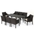 thumbnail image 1 of GDF Studio Alanna Outdoor Wicker 9 Piece Dining Set with Cushion, Multibrown and Beige, 1 of 13