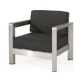 thumbnail image 1 of GDF Studio Alec Outdoor Aluminum Club Chair with Cushions, Silver, Charcoal, 1 of 8