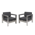 thumbnail image 1 of GDF Studio Alec Outdoor Aluminum Club Chairs with Cushions, Set of 2, Silver and Gray, 1 of 7