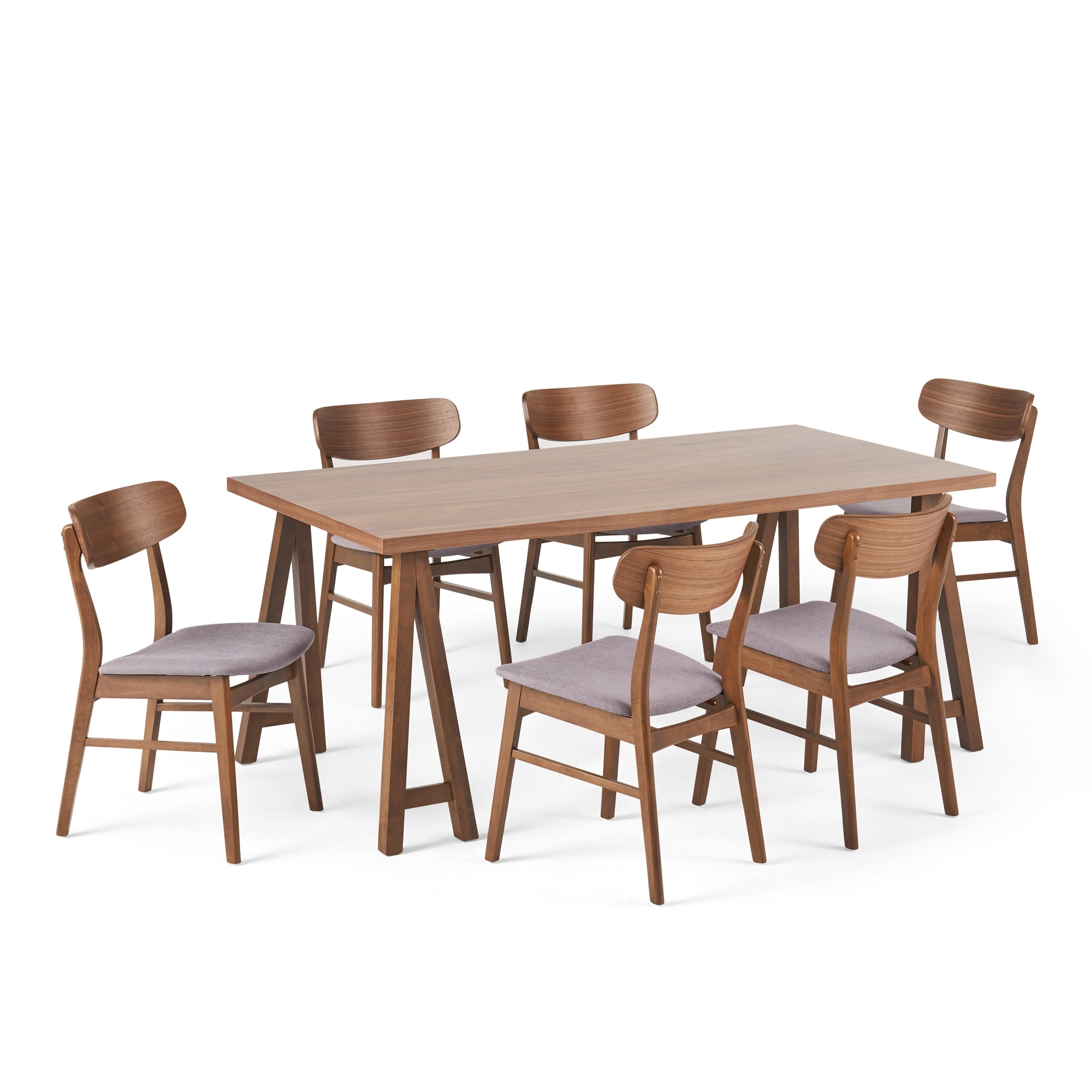 GDF Studio Isador Mid Century Modern Fabric Upholstered Wood 7 Piece ...