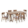 thumbnail image 1 of GDF Studio Isador Mid Century Modern Fabric Upholstered Wood 7 Piece Dining Set, Dark Gray and Walnut, 1 of 13