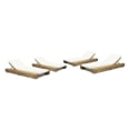 thumbnail image 1 of GDF Studio Alhambra Outdoor Acacia Wood Armless Adjustable Chaise Lounges with Cushion, Set of 4, Sandblasted Teak and Cream, 1 of 10