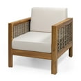 thumbnail image 1 of GDF Studio Allegra Outdoor Acacia Wood and Wicker Club Chair, Teak, Mixed Brown, Beige, 1 of 7