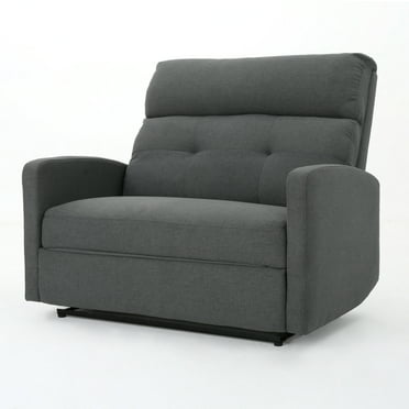 GDF Studio Alma Contemporary Upholstered Loveseat Recliner, Charcoal Fabric, Tufted, Gray