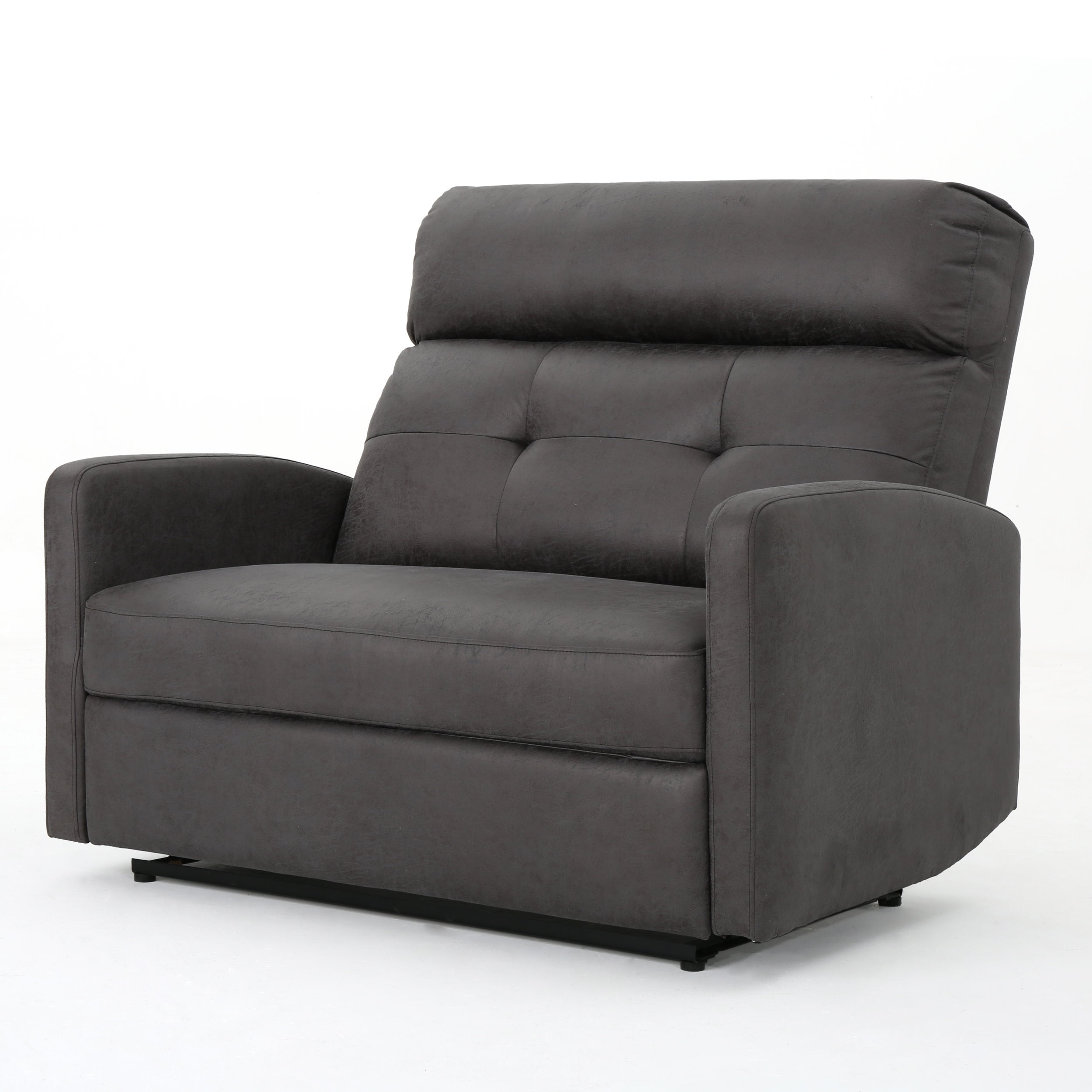 Slate Gray Microfiber 2-Seater Recliner with Wood Frame