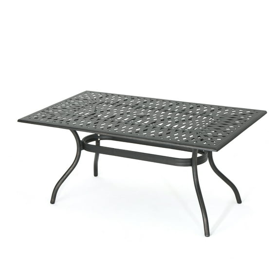 GDF Studio Anastasia Outdoor Cast Aluminum Dining Table, Shiny Copper