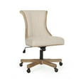 thumbnail image 1 of GDF Studio Andrea Contemporary Upholstered Roll Back Swivel Office Chair, Beige Fabric and Natural, 1 of 12