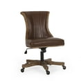 thumbnail image 1 of GDF Studio Andrea Contemporary Upholstered Roll Back Swivel Office Chair, Dark Brown Faux Leather and Natural, 1 of 12