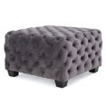 thumbnail image 1 of GDF Studio Anikki Modern Glam Velvet Button Tufted Square Ottoman, Gray and Dark Brown, 1 of 7