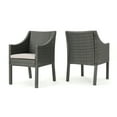 thumbnail image 1 of GDF Studio Antioch Outdoor Wicker Dining Chairs with Water Resistant Cushions, Set of 2, Grey and Silver, 1 of 6