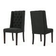 thumbnail image 1 of GDF Studio Apaloosa Contemporary Tufted Dining Chairs, Set of 2, Dark Charcoal Fabric and Brown, 1 of 13