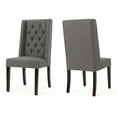 thumbnail image 1 of GDF Studio Apaloosa Contemporary Tufted Dining Chairs, Set of 2, Dark Gray Fabric and Brown, 1 of 9