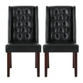 thumbnail image 1 of GDF Studio Apaloosa Contemporary Tufted Dining Chairs, Set of 2, Midnight Black Faux Leather and Brown, 1 of 9