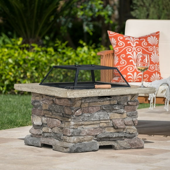 GDF Studio Applachian Square Fire Pit, Stone