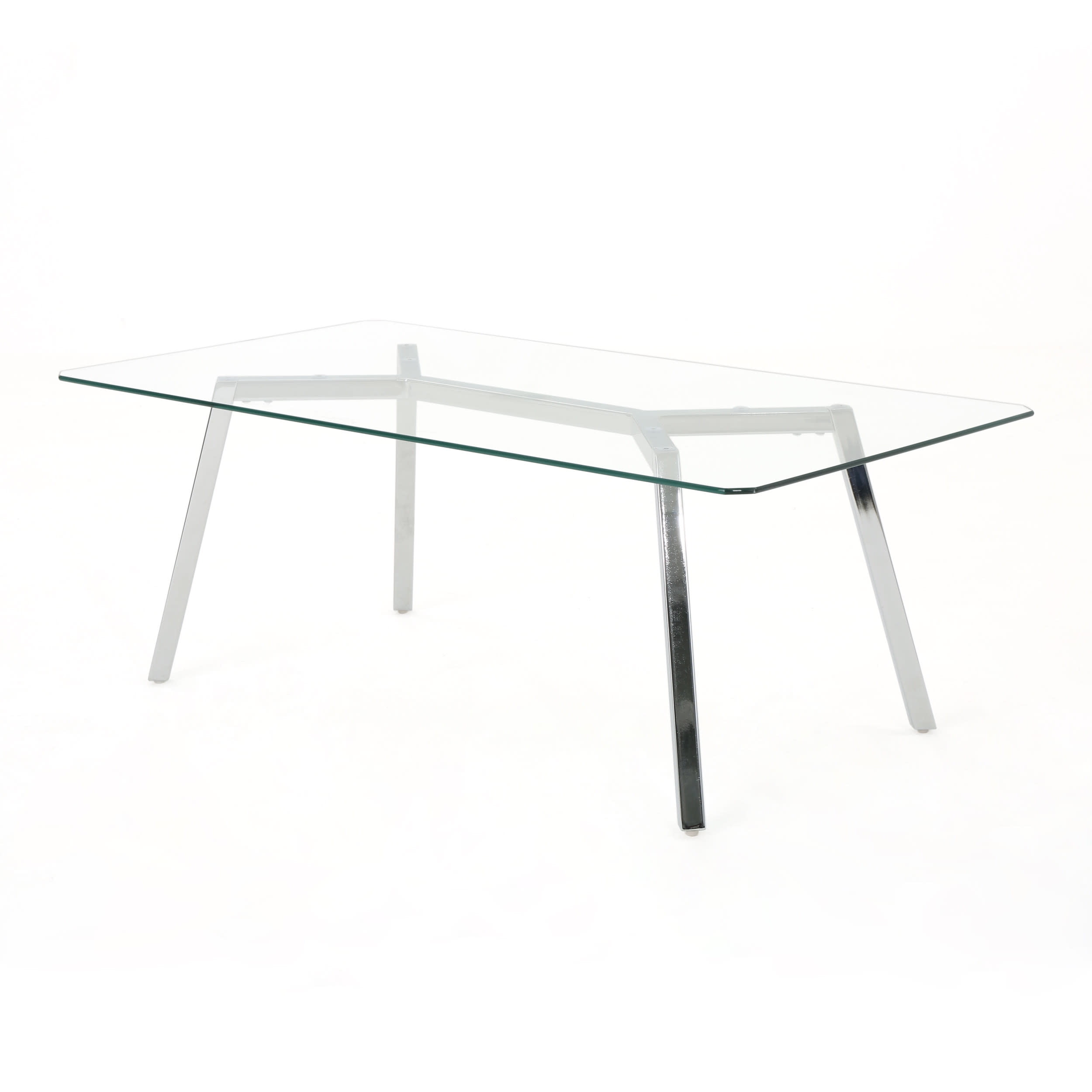 Verna Clear Tempered Glass Dining Table with Chrome Legs