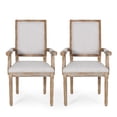 thumbnail image 1 of GDF Studio Ashlyn French Country Fabric Upholstered Wood Dining Chairs, Set of 2, Light Gray and Natural, 1 of 8