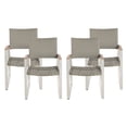 thumbnail image 1 of GDF Studio Augusta Outdoor Aluminum Dining Chairs with Faux Wood Accents, Set of 4, Silver, Gray, Natural Brown, Wicker, 1 of 7