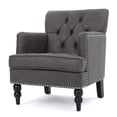 thumbnail image 1 of GDF Studio Aurelia Contemporary Tufted Club Chair with Nailhead Trim, Slate Microfiber and Dark Brown, 1 of 11