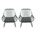 thumbnail image 1 of GDF Studio Ava Outdoor Rope and Steel Club Chairs with Cushion, Set of 2, Gray and White, 1 of 6