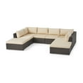 thumbnail image 1 of GDF Studio Avianna Outdoor 6 Seater Wicker Sofa Set with Ottomans, Brown, 1 of 13