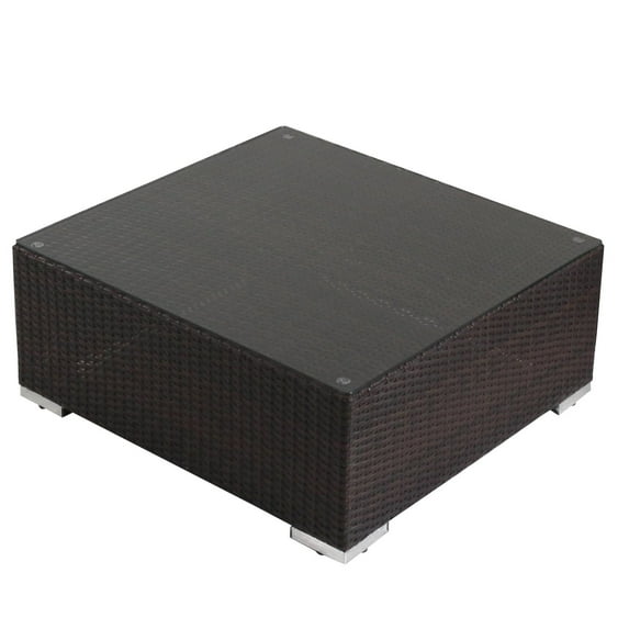 GDF Studio Avianna Outdoor Wicker Coffee Table, Multibrown
