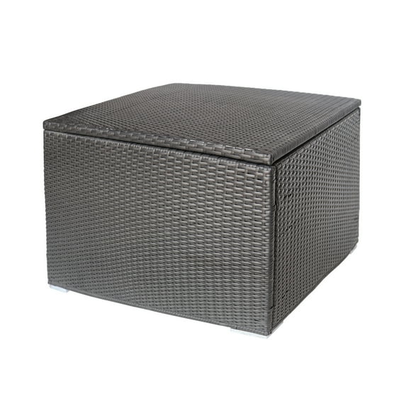 GDF Studio Avianna Outdoor Wicker Storage Box, Gray