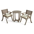 thumbnail image 1 of GDF Studio Baia Outdoor Acacia Wood 3 Piece Bistro Set with Cushion, Gray and Cream, 1 of 13