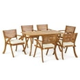 thumbnail image 1 of GDF Studio Baia Outdoor Acacia Wood 7 Piece Dining Set, Teak, 1 of 13