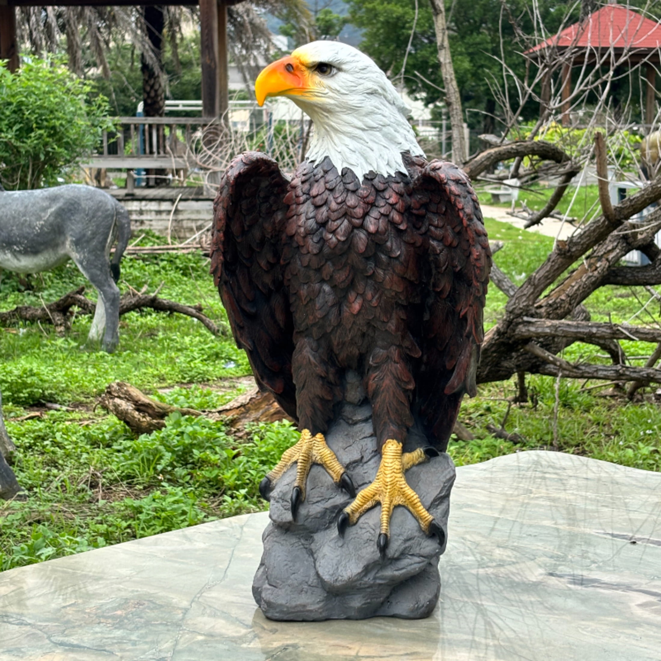 GDF Studio Bald Eagle Resin Indoor/Outdoor Guardian Statue, Weather-Resistant Decor Figurine for Garden & Courtyard