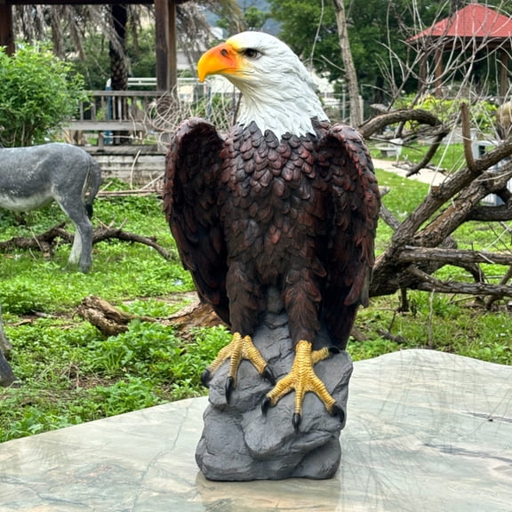 GDF Studio Bald Eagle Resin Indoor/Outdoor Guardian Statue, Weather-Resistant Decor Figurine for Garden & Courtyard