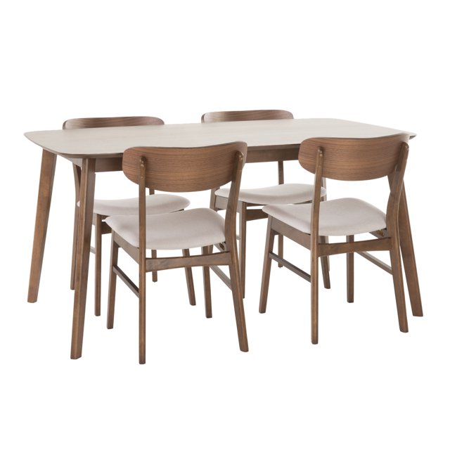 GDF Studio Balfern Mid Century Modern Fabric Upholstered 5 Piece Dining ...