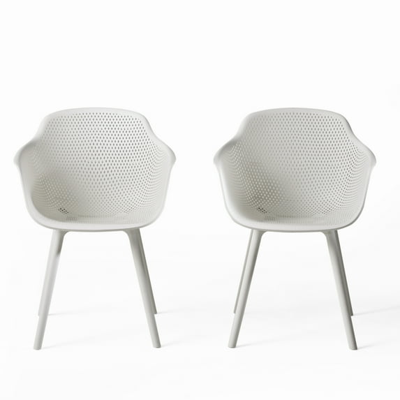 GDF Studio Barbados Outdoor Modern Dining Chair, Set of 2, White