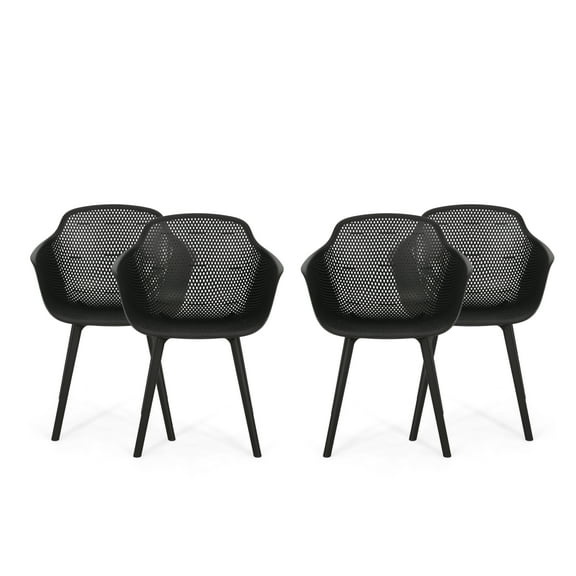 GDF Studio Barbados Outdoor Modern Dining Chair, Set of 4, Black