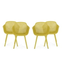 GDF Studio Barbados Outdoor Modern Dining Chairs, Set of 4, Yellow