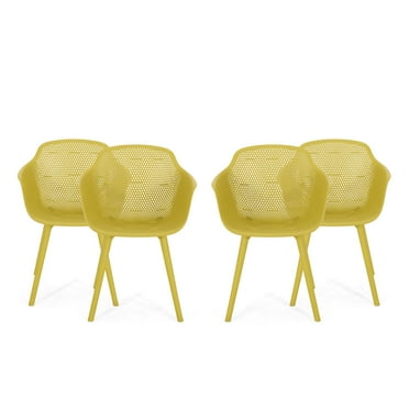 GDF Studio Barbados Outdoor Modern Dining Chairs, Set of 4, Yellow