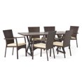 thumbnail image 1 of GDF Studio Barnwell Outdoor Wicker and Aluminum 7 Piece Dining Set with Cushion, Multibrown and Black, 1 of 13
