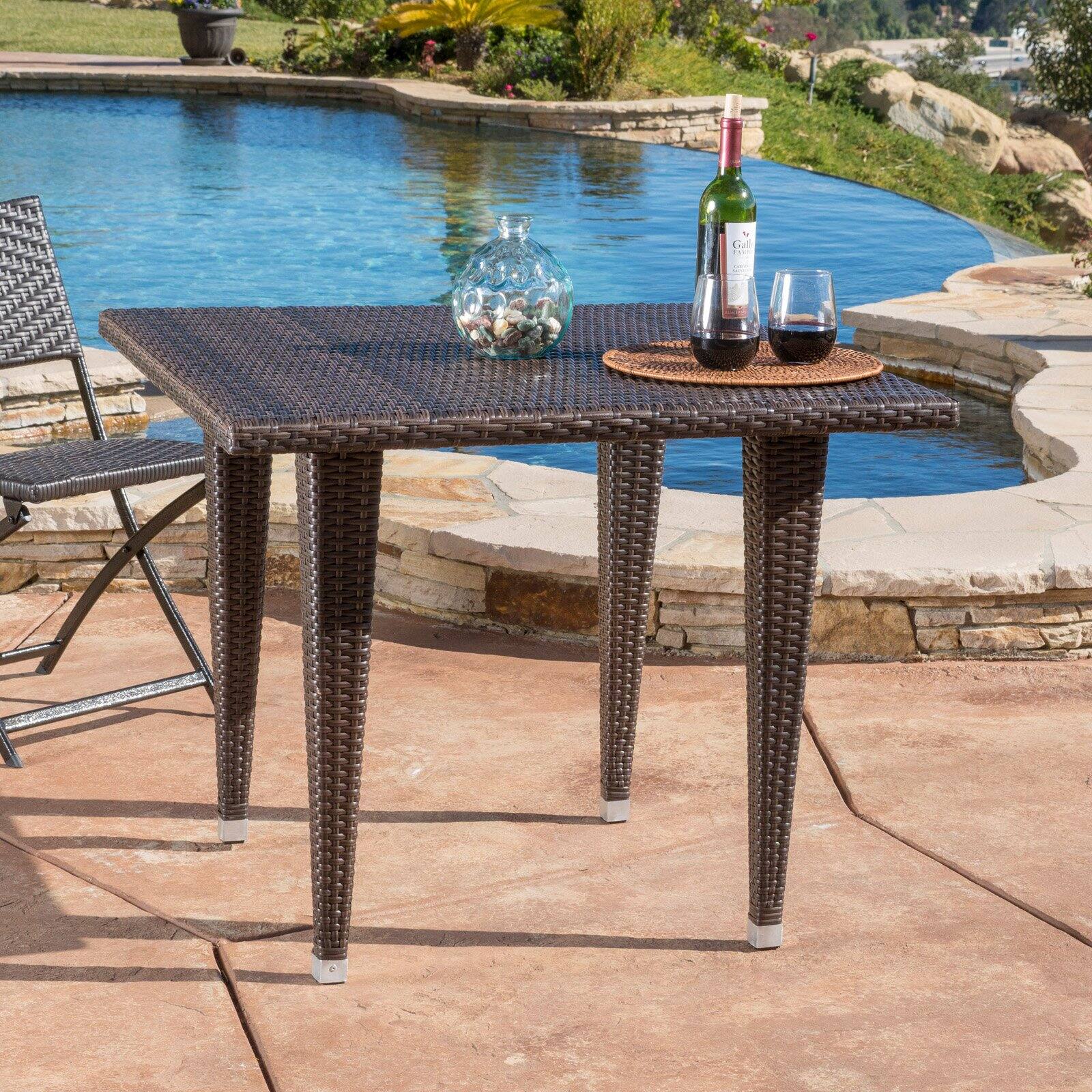 GDF Studio Barry Outdoor Wicker Square Dining Table, Multibrown - image 1 of 5