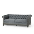 thumbnail image 1 of GDF Studio Batavia Chesterfield Tufted 3 Seater Sofa with Nailhead Trim, Charcoal Fabric and Antique Black, 1 of 8